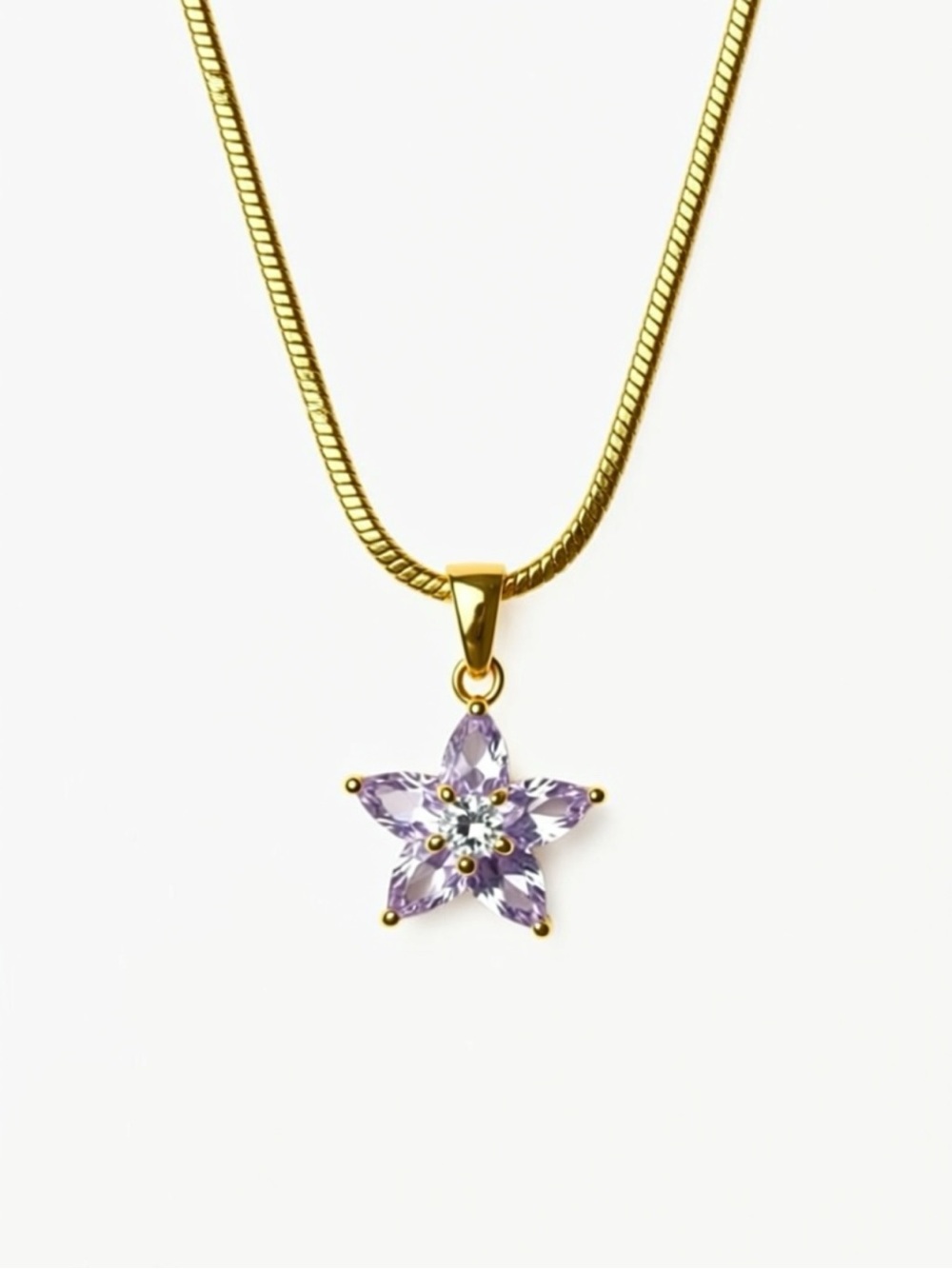 18k Gold Snake Chain Necklace with Tanzanite Pendant